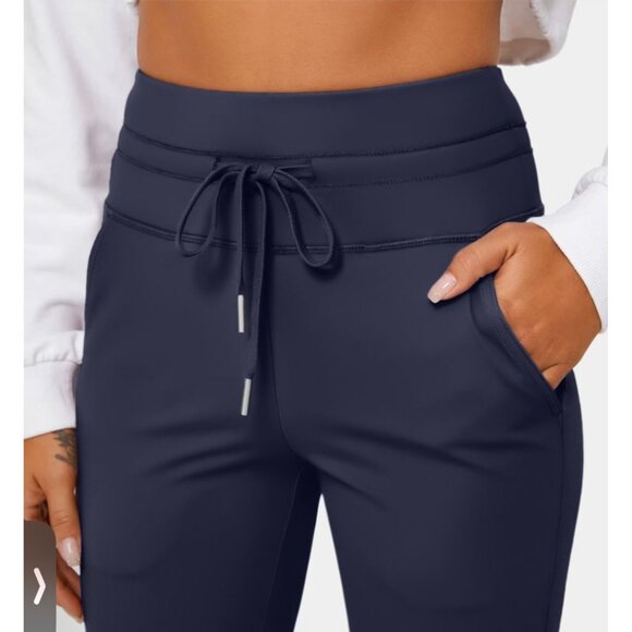 Halara Cloudful Air Fabric High Waisted Joggers Sz Small Womens Navy Blue Drawst - Picture 6 of 8